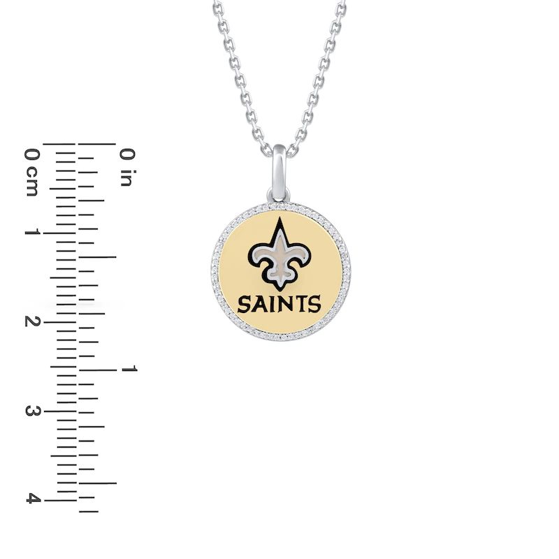 1/10 CT. T.W. Diamond Enamel Disc Necklace in Sterling Silver and 10K Yellow Gold